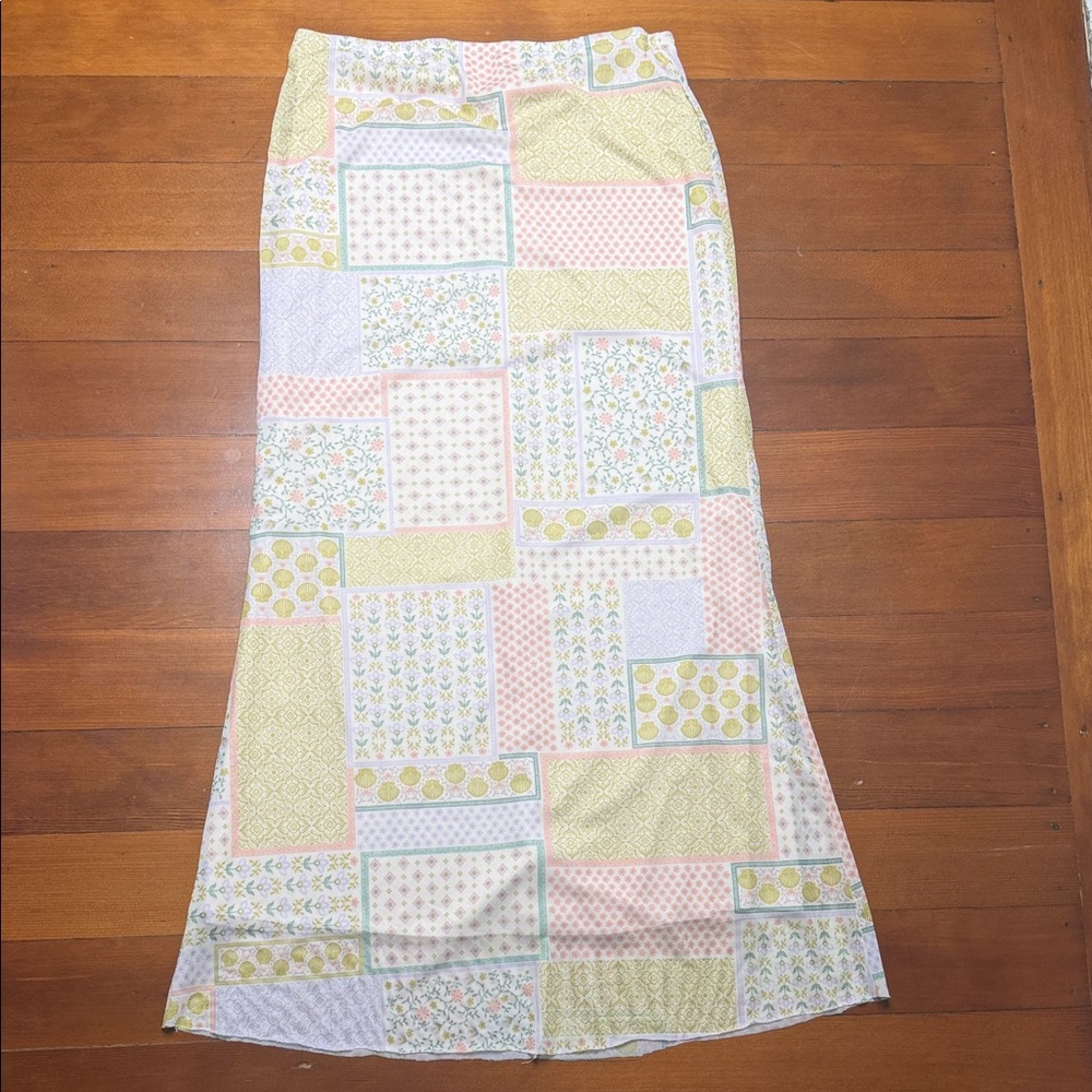 See You Monday Pastel Patchwork Maxi Skirt - Pink, Yellow & Mint